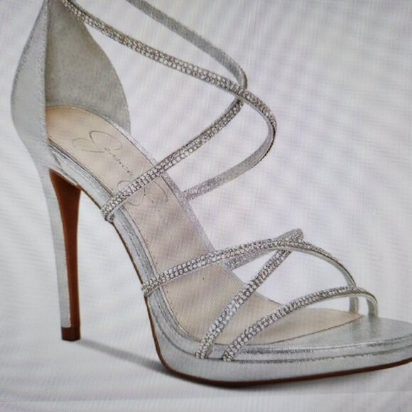 Jessica Simpson "Jaeya" Platinum Shimmer Heeled Platform Sandals. NIB. Size 6.5 - Picture 11 of 12